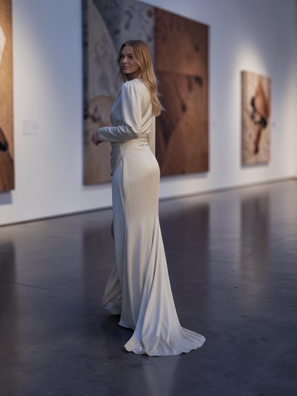 Cynthia & Sahar Yasmeen CS102 Champagne Mermaid Gown L